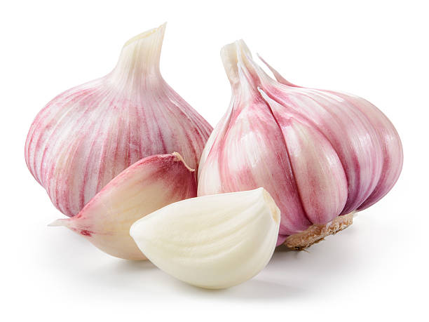 Garlic closeup isolated on white background. With clipping path